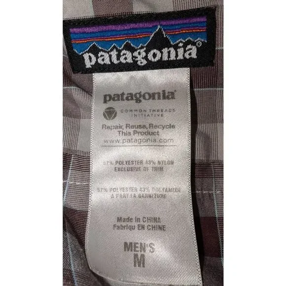 Mens Patagonia Western Snap Short Sleeve Shirt Sz M Button Up Plaid Brown - Picture 4 of 4